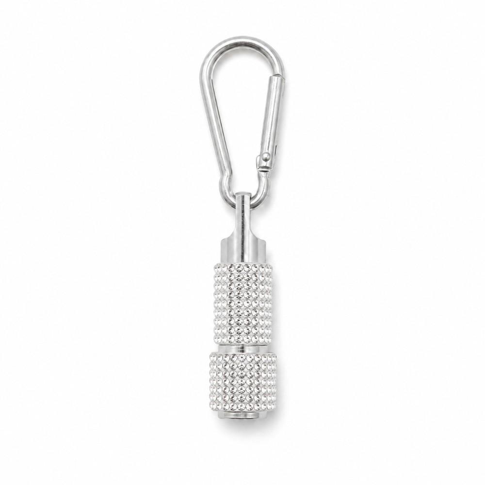Button Battery Diamond-encrusted Mini Flashlight Carabiner Clip Mini Torches