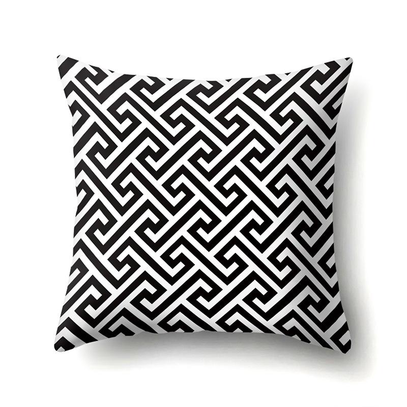 Polyester Pillow Case Geometric Decoration Home Petal Strip Printed Cushion Cover Bedside Cushion Cover Waist Cushion Cover