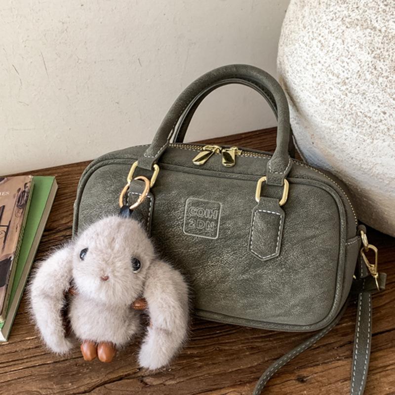 Bag Women's Handheld Winter New Simple Small Square Bag Bowling One Shoulder Retro Fashion Messenger Bag