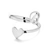 Stainless Steel Heart-Shaped Initial Ring for Women - Fashionable, Adjustable, In Stock