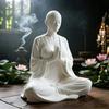 White Minimalist Zen Meditation Sculpture Calming Spiritual Art Figurine Decor for Home Shelf Yoga Studio Ornament