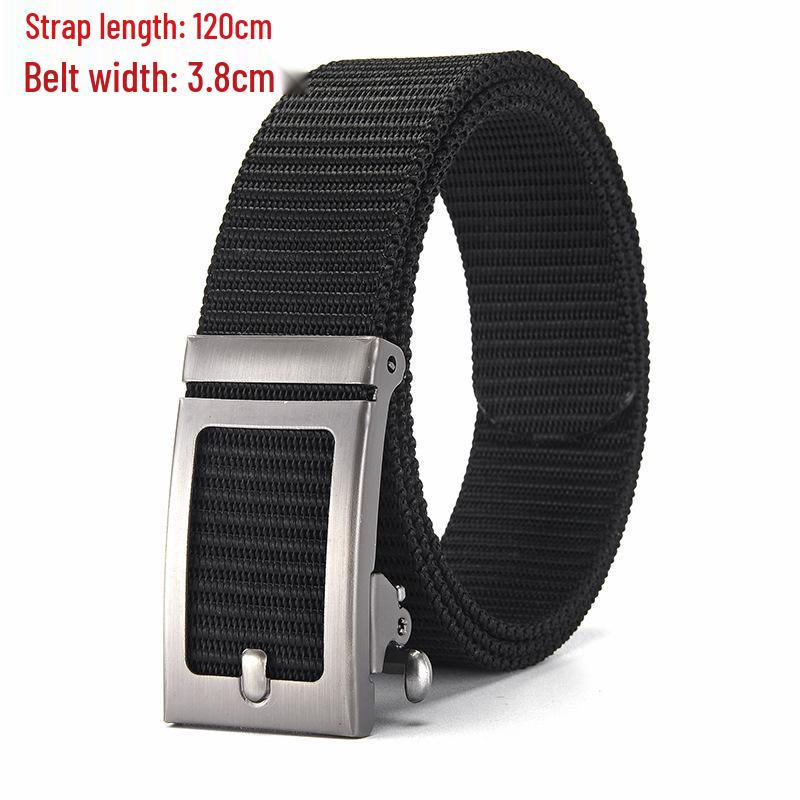 Men's Tactical Canvas & Nylon Woven Belt with Leather Trim - Elastic and High-End Accessory