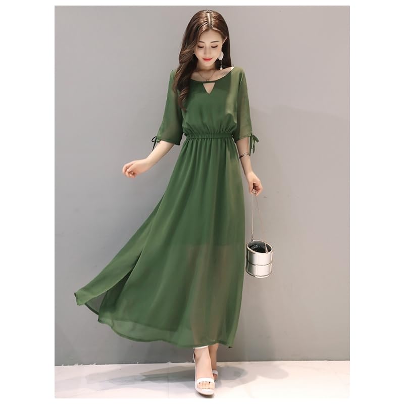 Korean Green Long Maxi Perfect for and Other Formal School Entrance Ceremonies [88flix] Dress, Dress, Slimming, Parties, Weddings, Funerals,