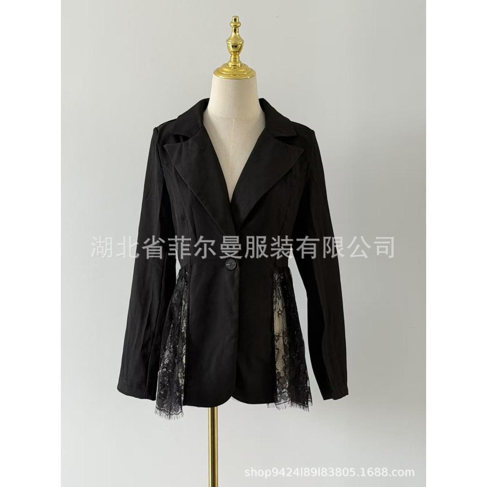 Fashionable Women's Western-style Suit Jacket with Lace Trim, Stylish, Versatile, Sexy, Slimming, Single-button, New Style, Casual Suit Jacket