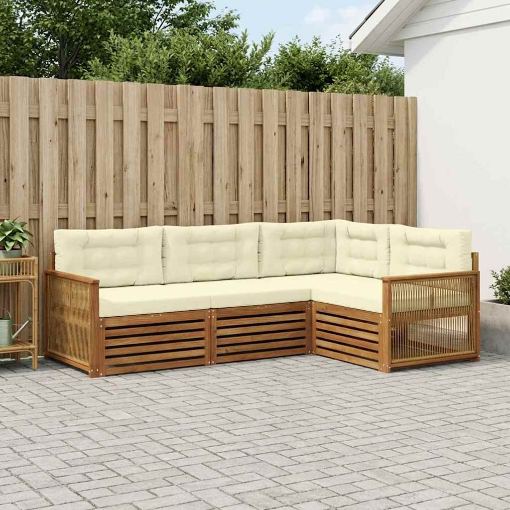 Outdoor Sofa Set with Cushions 4 pcs Natural and Cream