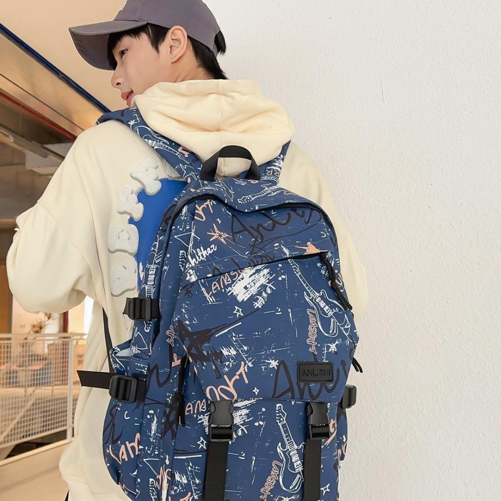 Schoolbag Trend Ins Backpack School Bag Casual Large Capacity Backpack Men's Trendy Brand Junior High School Students College Students Leisure Travel