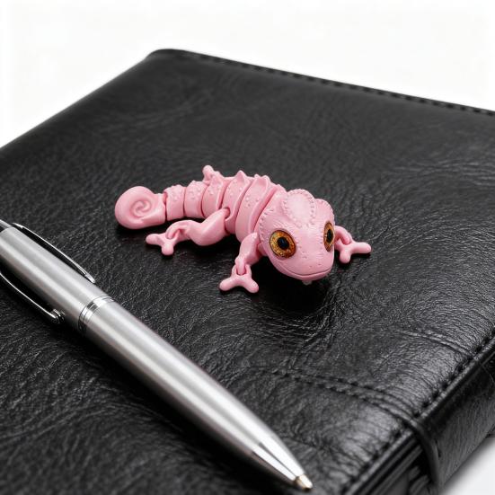 3D Printed Chameleon Articulated Lizard Model with Movable Joints Flexible Chameleon Fidget Toy for Stress Relief Home Office Desk Decoration
