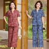 2026 Chic Summer Two-Piece Set for Middle-Aged and Elderly Women - Loose, Short-Sleeved Fashion.
