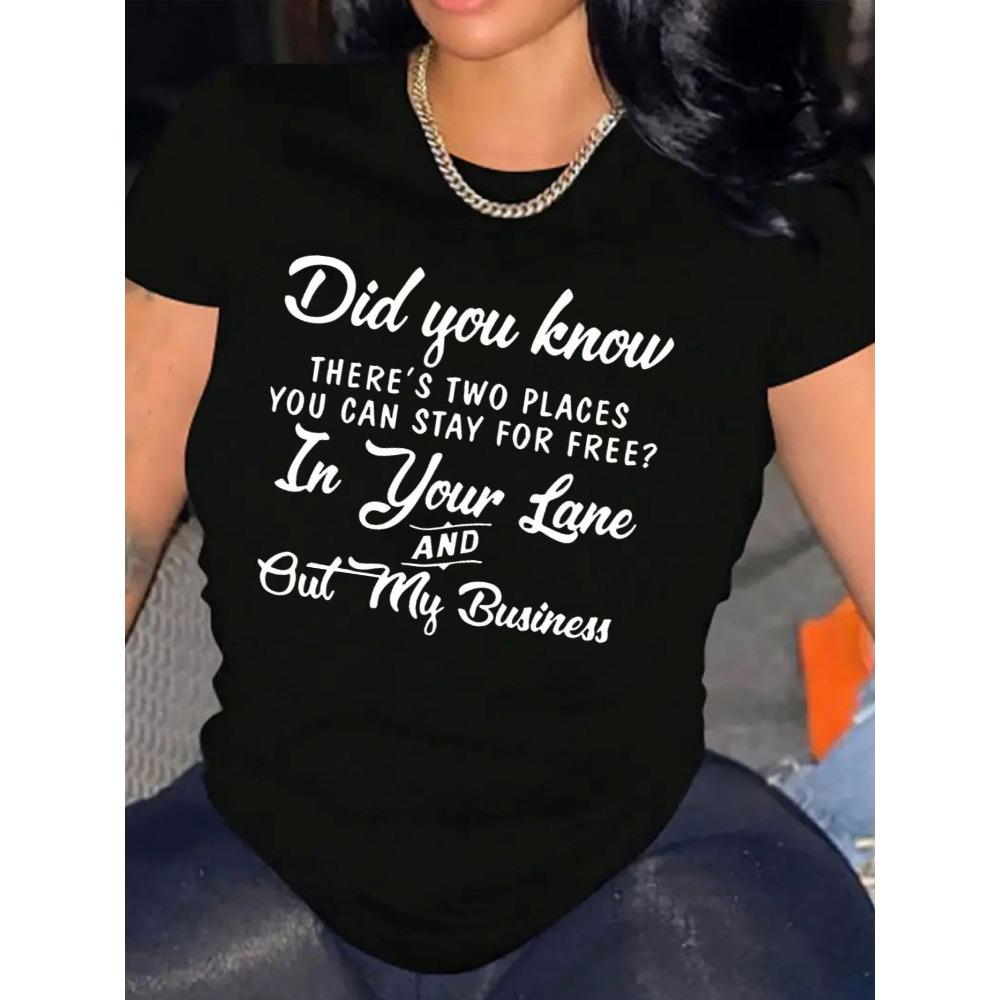 Women Cotton Short Sleeves T-shirts In Your Lane Out My Business Women s Tee Funny Sassy Black Top S