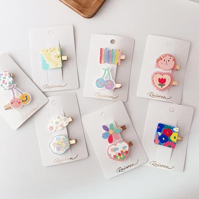 Sommer bunte Druck Haarnadeln Clips Kawaii Cartoon koreanischen Stil Mädchen Haarnadeln