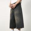 Women Y2k Style Baggy Denim Shorts Wide Leg Short Pants Fashion High Waisted Dark Wash Knee Length Loose Unisex Jeans Casual