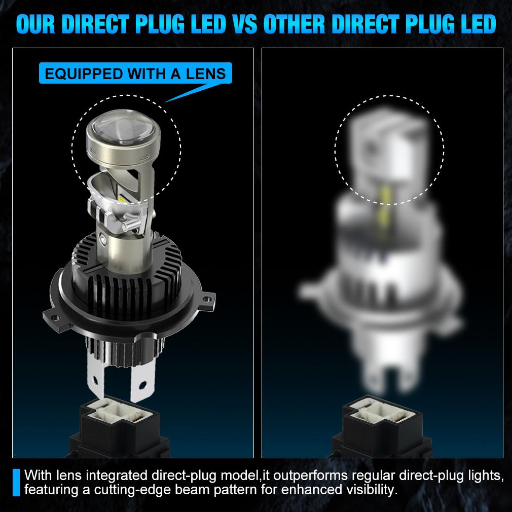 2Pcs H7 Bi Led Projector Car Headlight Bulbs 1:1 Wireless H4 LED H11 H8 9005 HB3 9006 HB4 Lens 60000Lm 80W Plug&Play Mini Auto Lamp 6500K 12V LHD
