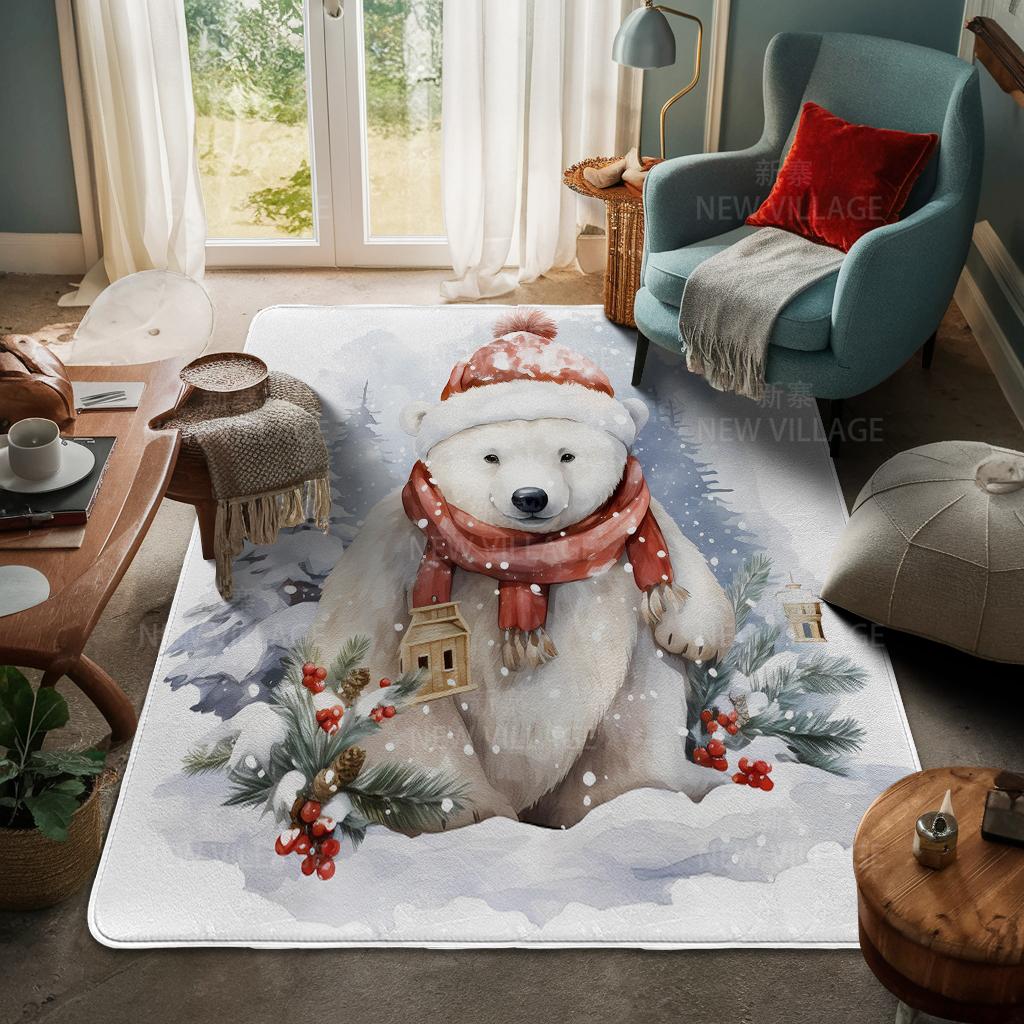 House Entrance Carpet Home Door Mat Living Room Bath Foot Bathroom Non-slip Water Absorption Rugs Bath Merry Christmas Winter