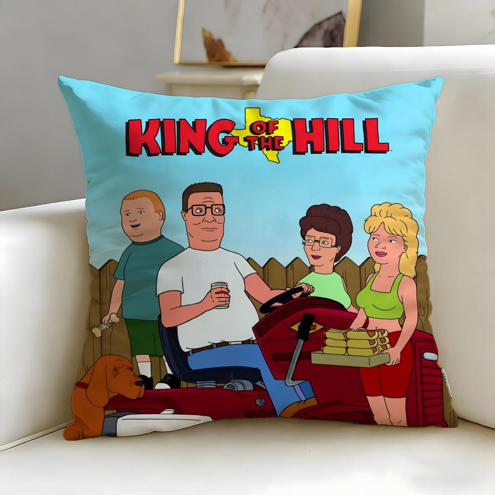 Classic Cartoon King of The Hill Cushion Cover Soft  EasyWash Pillow Case  Versatile for Couch Bed Travel and Office