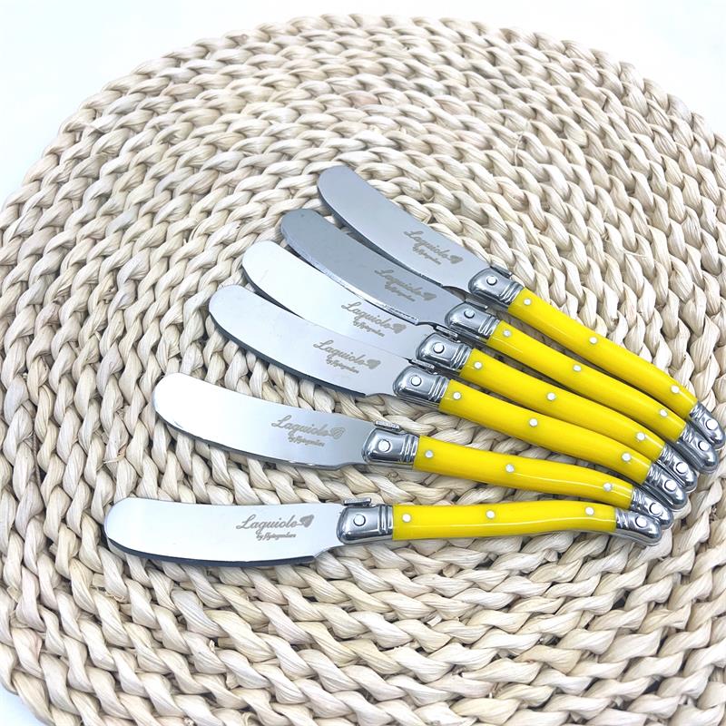 4-10pcs 6.25'' Laguiole Cheese Knife White Blue Yellow Plastic Handle Butter Spreader Knives Bread Slicer Restaurant Cutlery