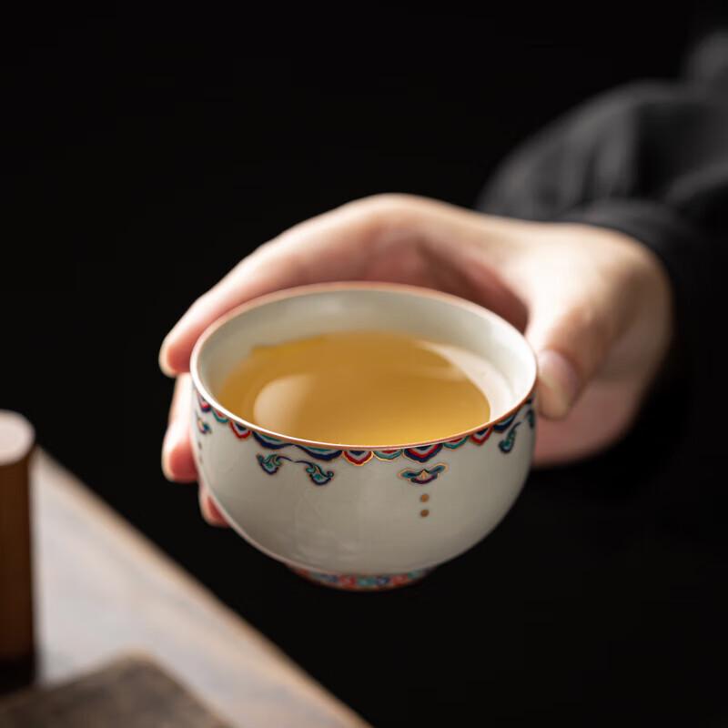 Gold Inlaid Jade Ru Kiln Ceramic Tea Cup