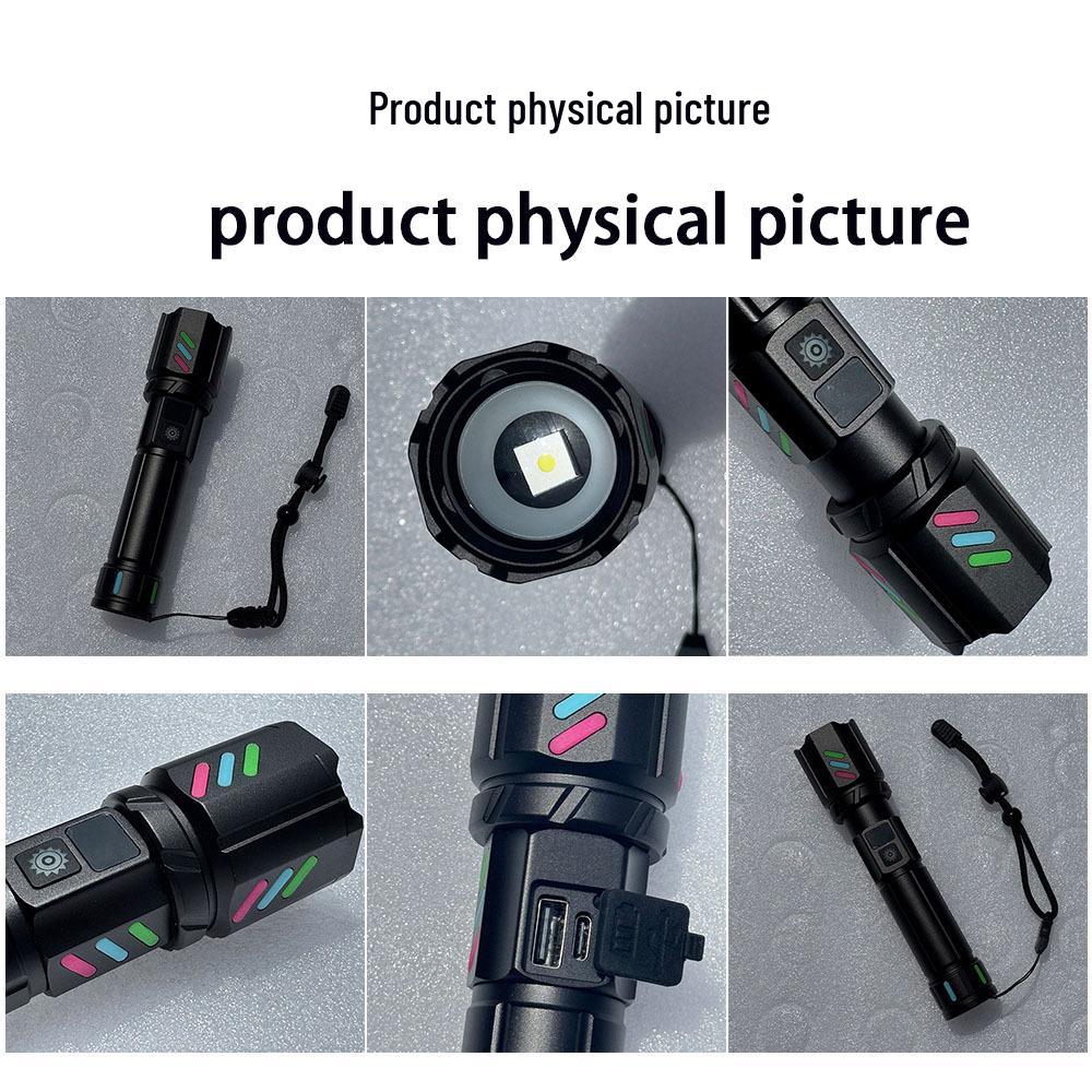 Cross-Border High-Intensity Portable White Laser Flashlight with TYPE-C Charging - Super Bright, Long-Range, Multifunctional Outdoor Handheld Light