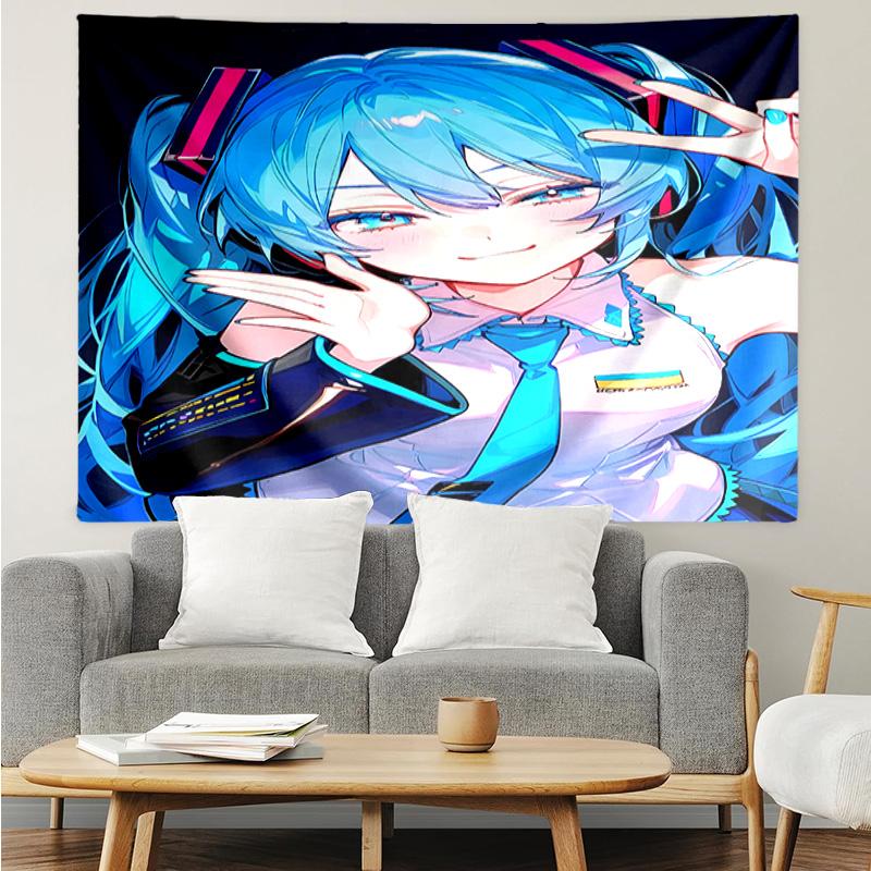 Hatsune Miku Tapestry for Bedroom Aesthetic Classroom Tapestries Wall Hanging for Living Room Dorm Office,Ideal Creative Gift