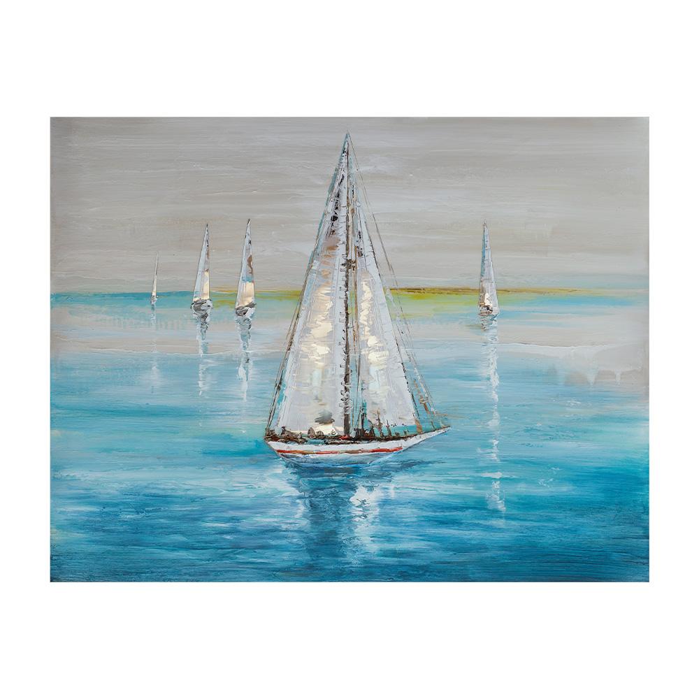 Vintage Ship Sailing Retro Nordic Canvas Poster Painting Boat At Sea Wall Art Pictures for Living Room Bedroom Office Decor