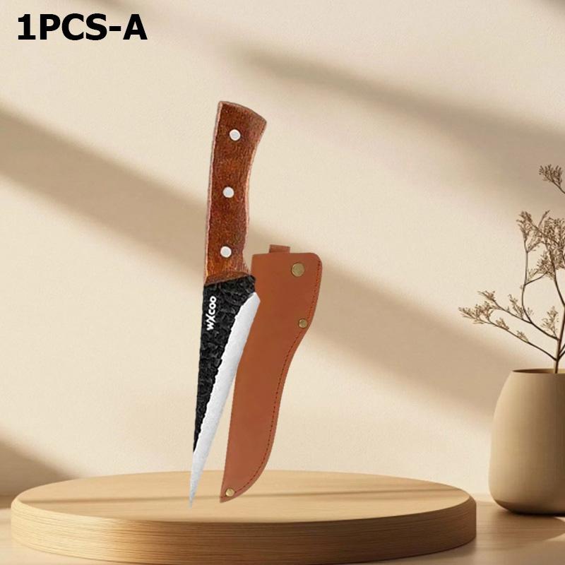 WXCOO Stainless Steel Kitchen Knife Hand Forged Full Tang Rosewood Handle Boning Knife Butcher Knife Meat Cleaver with Sheath