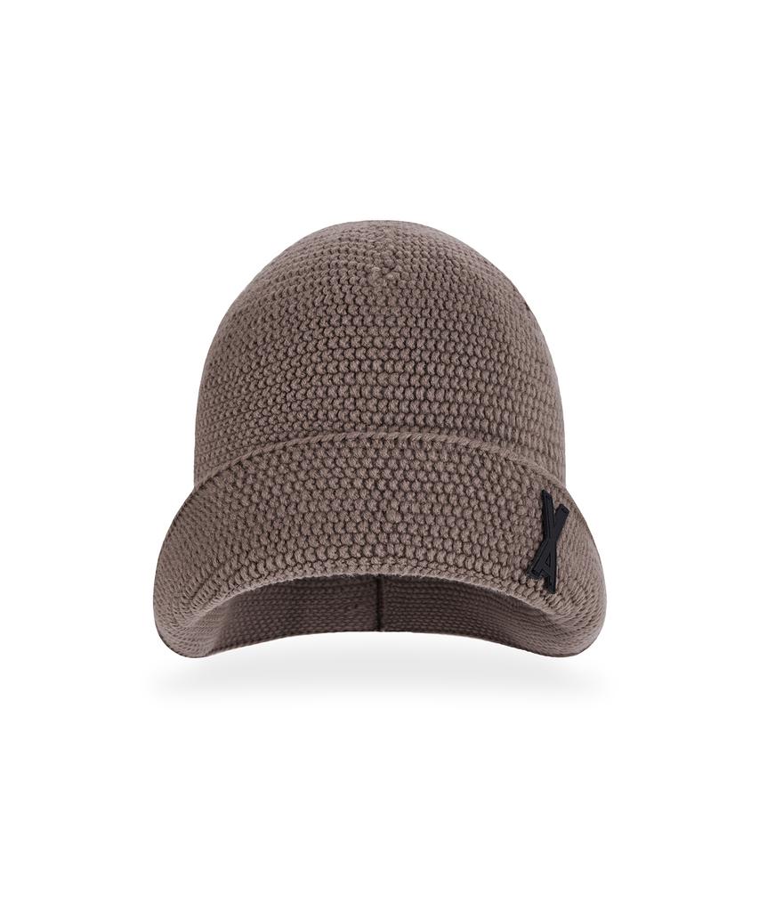 Bajal Va Patch Wide Brim Knit Bucket Hat Warm Taupe