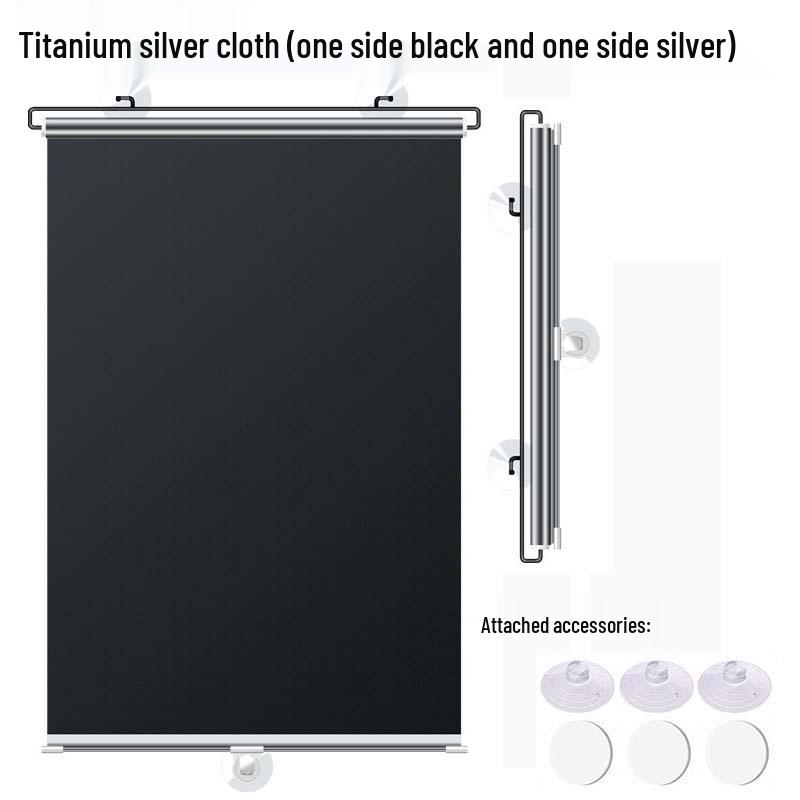 Retractable Titanium Silver Sunshade for Home & Car - High-Definition Transparent Car-Mounted Sun Curtain