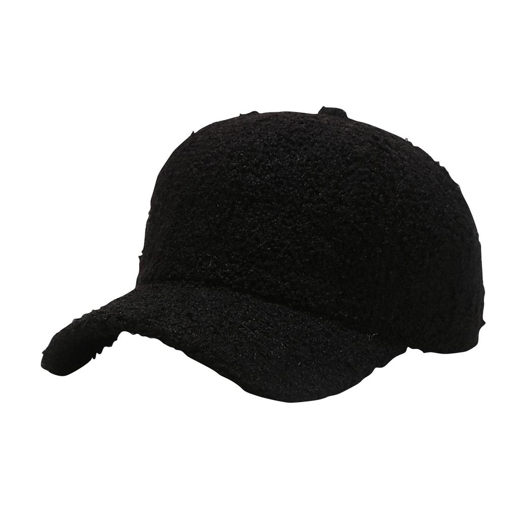 Fashion Autumn Winter Solid Color Sherpa Baseball Cap Warm Retro Casual Adjustable Visor Hat for Outdoor Activities