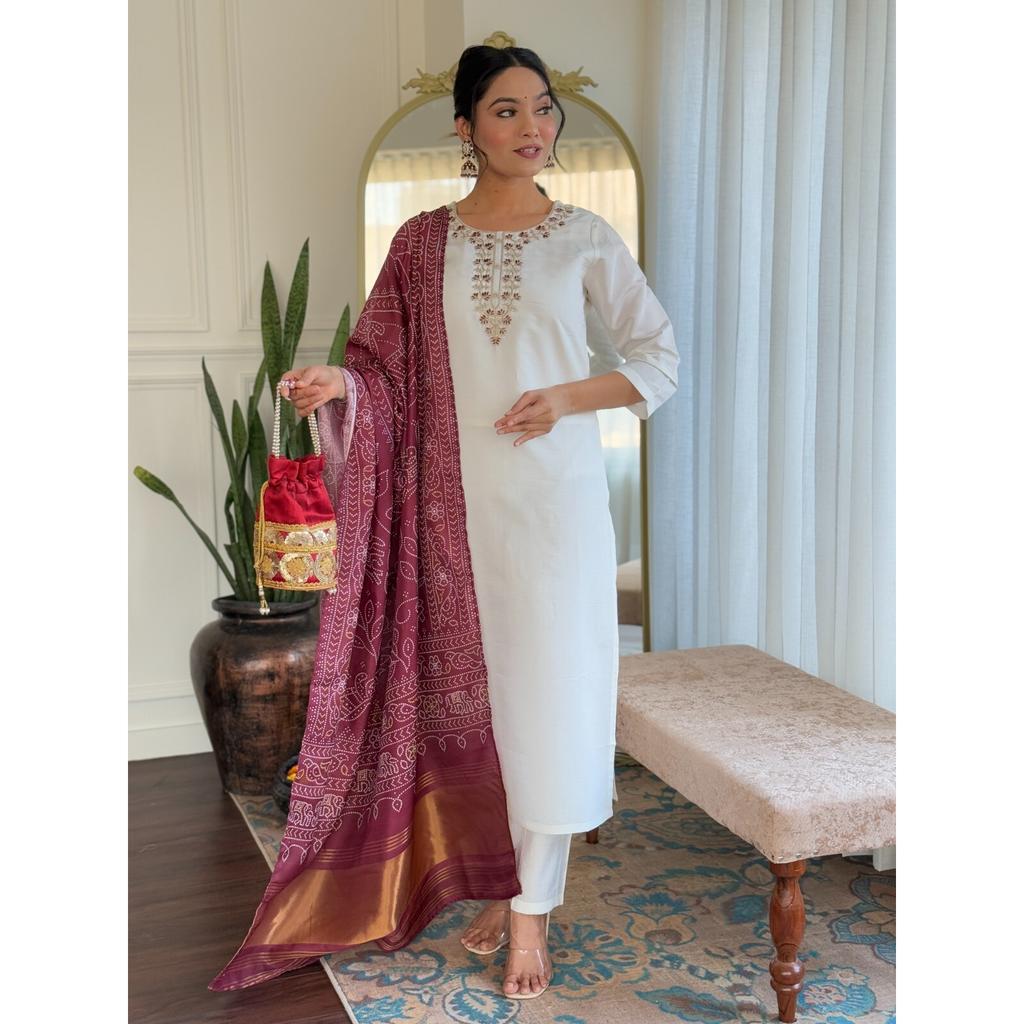 Indian Designer Roman Silk Top Tunic Kurti Women Bollywood Salwar Kameez Set SC-2294