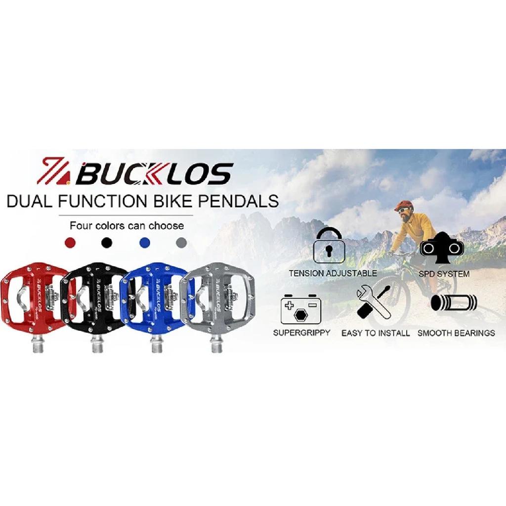 BUCKLOS MTB Pedal for SPD System Bicycle Mixed Pedal Mountain Bike Self-locking Pedals Aluminum Alloy MTB Bike Clipless Pedals