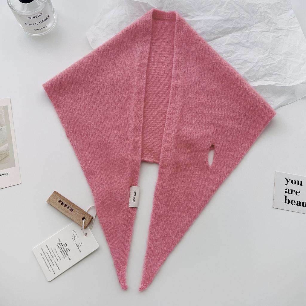 New Korea Styles 100% Wool Knitted Triangular Scarf Women Winter Warm Decorate Headscarf Shawl Neckerchief Hijab Pashmina