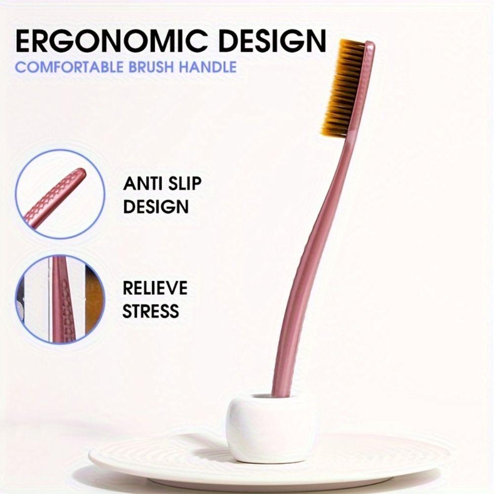 5Pcs Curved Handle Soft Hair Toothbrushes Deep Cleaning Adults Oral Care Home Travel Hotel