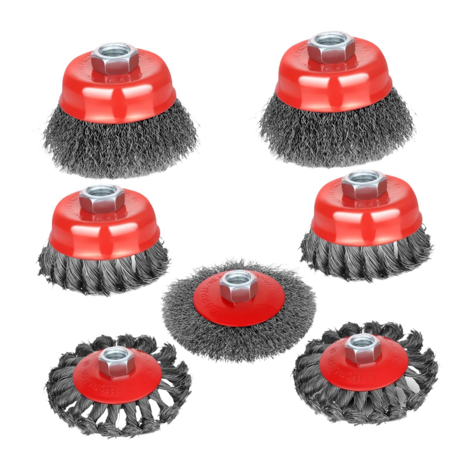 

New Release Cup Wire Brush for Disc Wire Grinder Wire Powerful Abrasive Wire Hex Shank Wire Threaded Angle Grinder Wire DIY Work Removes Rust and Rust червоний