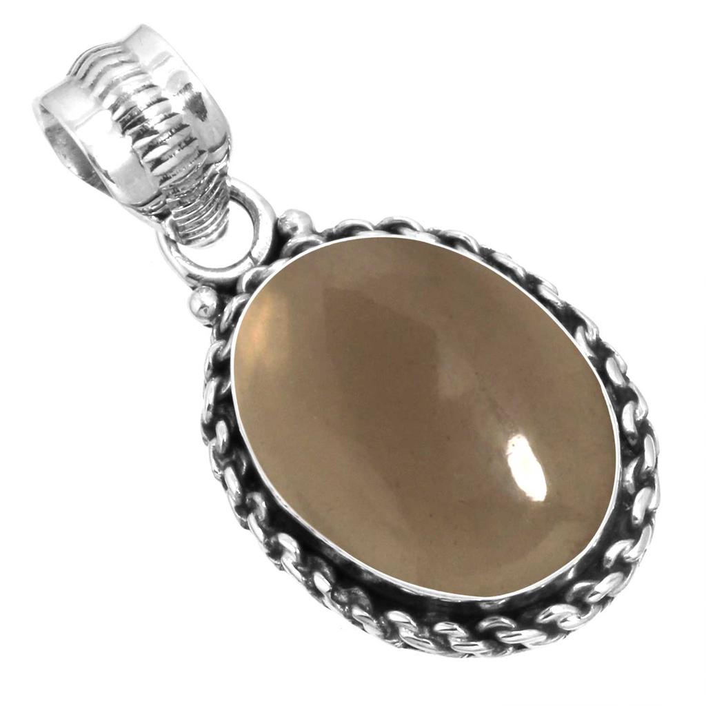 925 Sterling Silver Pendant Women Gemstone Handmade Jewelry Friendship Day Gift Malachite Moonstone Rose Quartz Red Stone Smoky Topaz Tiger Eye