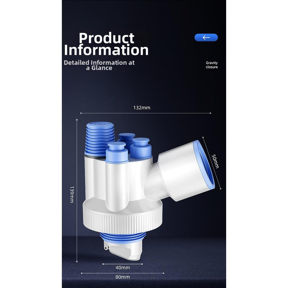 3 Way Sink Drain Pipe Adapter for Kitchen Sink with Magnetic Auto Closure and Triple Seal Design for Leak Proof Performance