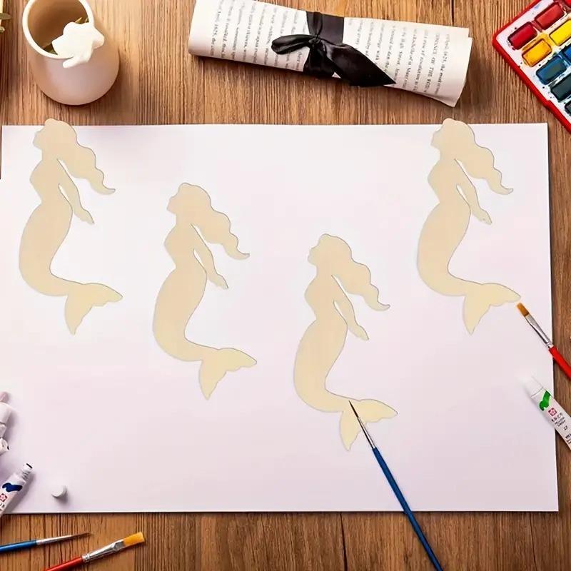 10pcs Unfinished Mermaid Shaped Wood Mermaid Tag Hanging Wood Cutout Blank Wood Slices Wooden Tags for Beach and Nautical Decor