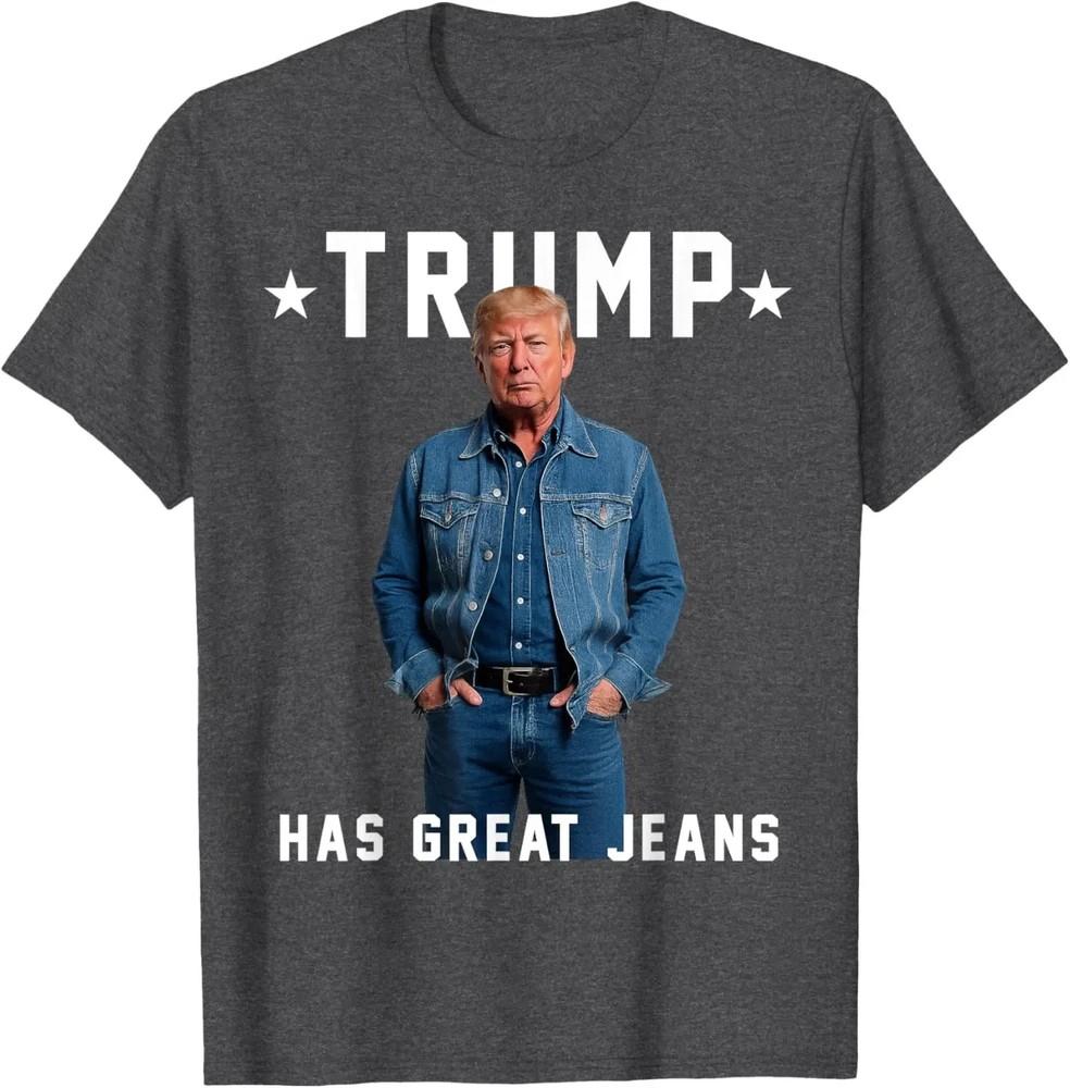 Funny Political Meme Tee; Retro Denim Graphic Shirt; Unisex Humor Top Unisex T-Shirt XXL