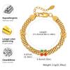 Cute Cherry White Zircon Bracelet for Women,18K Gold Plated Mesh Strap Chain Bracelets,Fashion Daily Jewelry Gifts