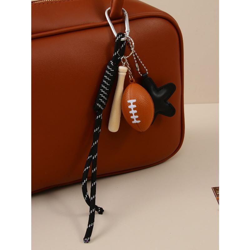 Cross-border hot-selling leather five-pointed star bag pendant camera baseball football DIY bag pendant keychain