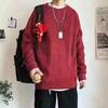 Men S Solid Color Round Neck Loose Long Sleeve Casual Knit Sweater
