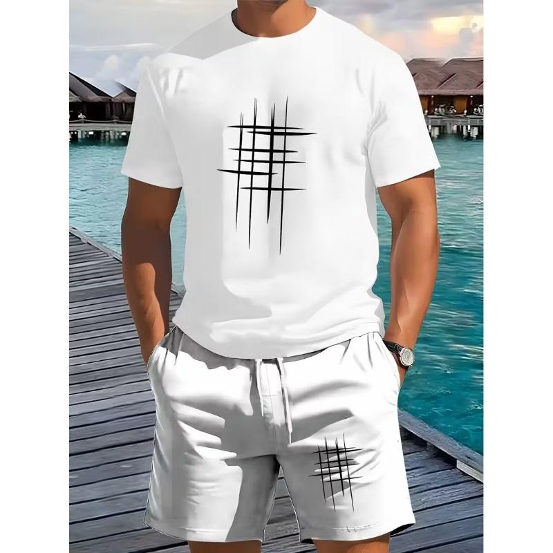 

2025 Simple Casual Men s T-shirt Shorts 2-piece Set Large Size Loose Sports Short Sleeve And Shorts Set Holiday Men s Clothing XL