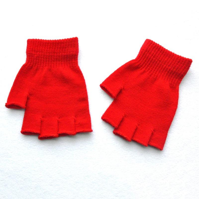 1Pair Black Short Half Finger Gloves Unisex Knitted Elastic Warm Wrist Glove Solid Color Winter Soft Guantes Cycling Accessories