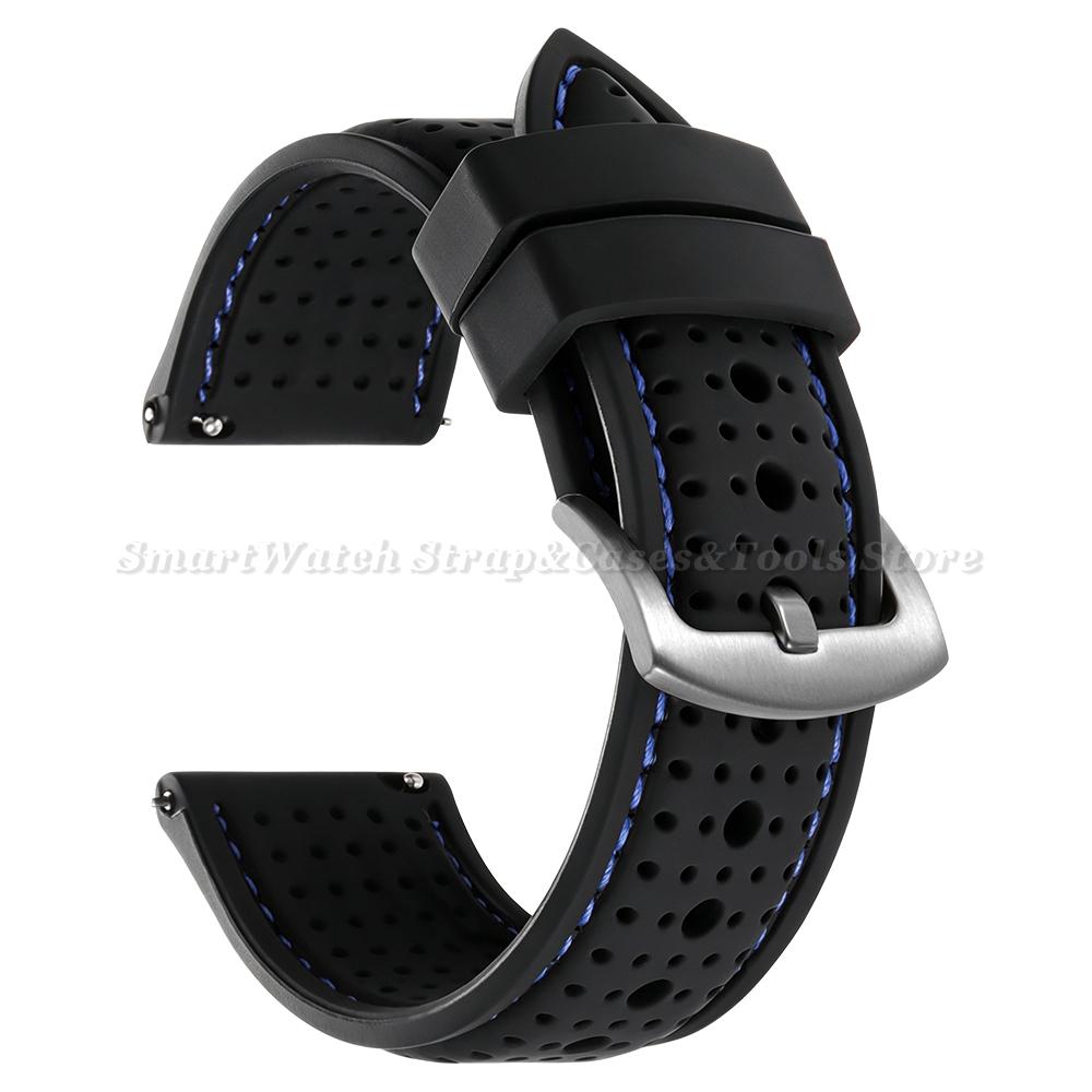 Soft Silicone Rubber Watch Strap 20mm 22mm 24mm Men Women Stitching Sport Waterproof Breathable Wrist Band for Seiko Bracelet