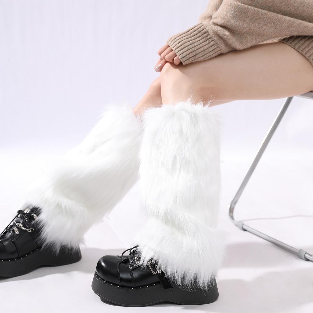 Plush Sock Covers for Warmth and Thickened Protection of the Calves Jk Cold-proof Socks and Autumn/winter Faux Fur Leg Warmers Y2k Hot Girl Leg