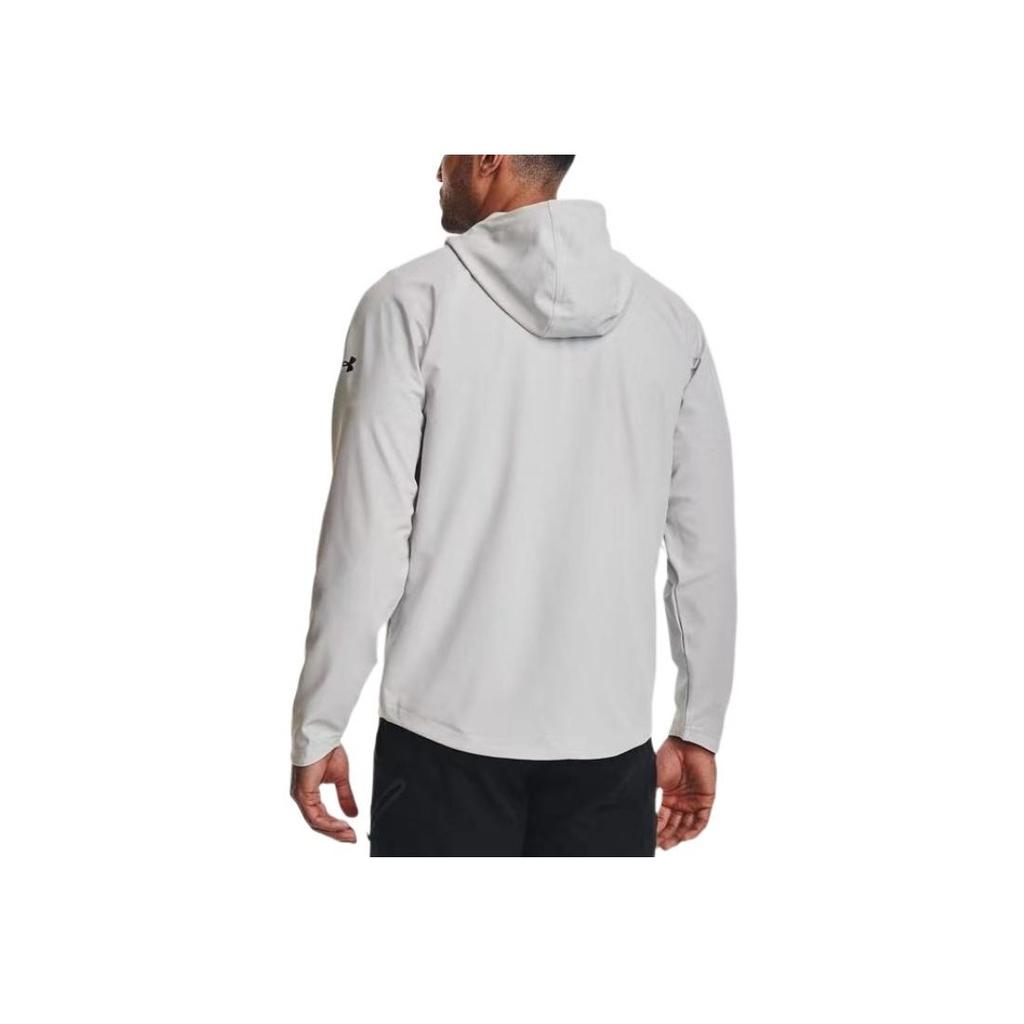 Under Armour Sun Protection Series Solid Zip-Up Drawstring Hooded Sports Woven Breathable Training Jacket Men Jacket Grey 1370494-014