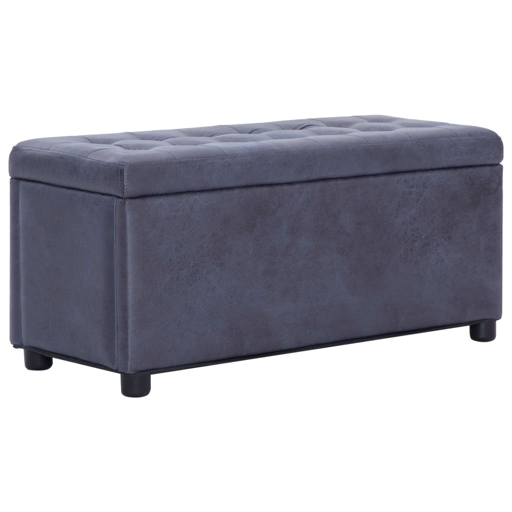 Ottoman with Storage Space 87.5 cm Grey Faux Suede Look