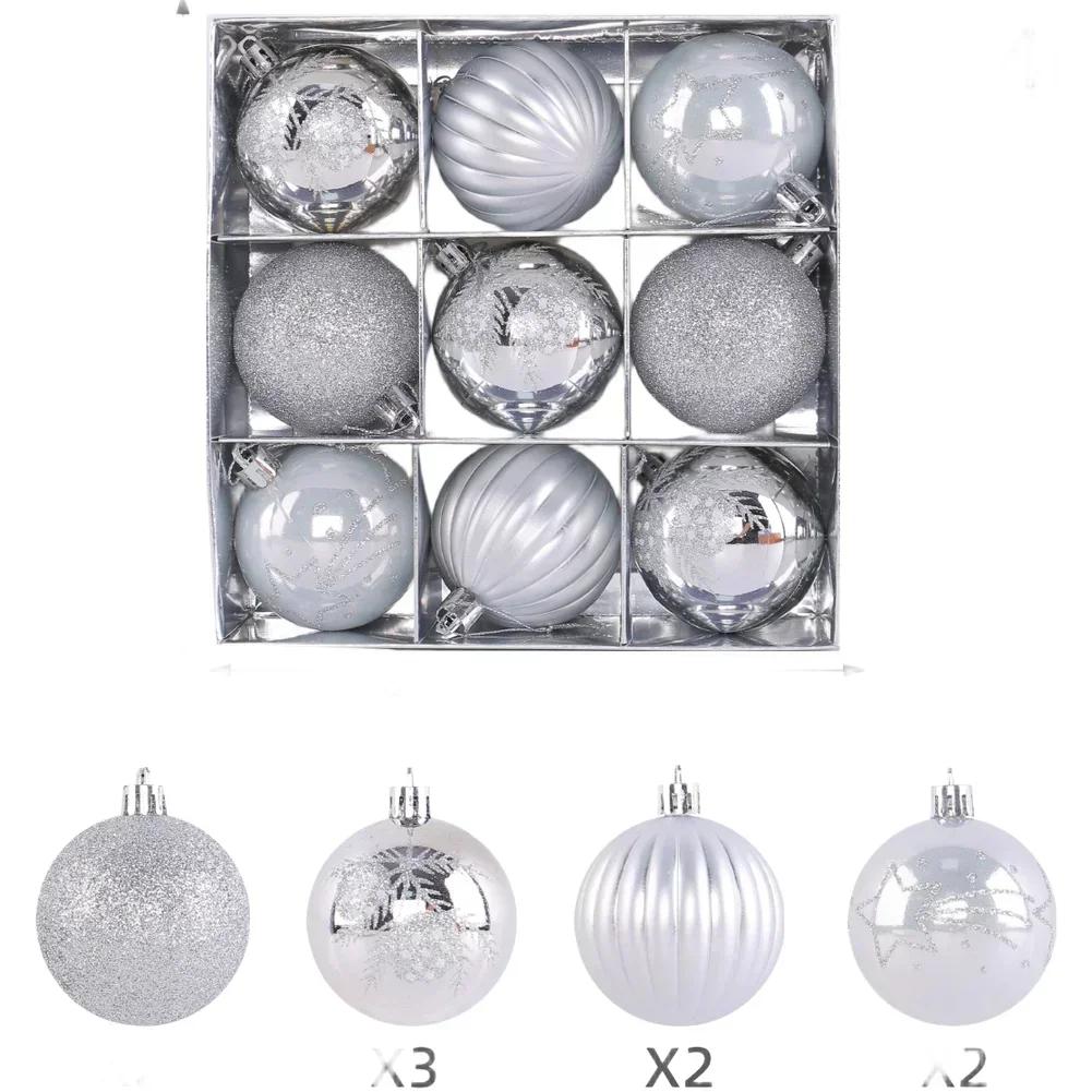 Christmas Decorations Set 9 Pieces Hand Painted Ornaments with Electroplated for Window Display and Tree Hanging