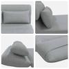 Adjustable Floor Footstool Light Grey Fabric