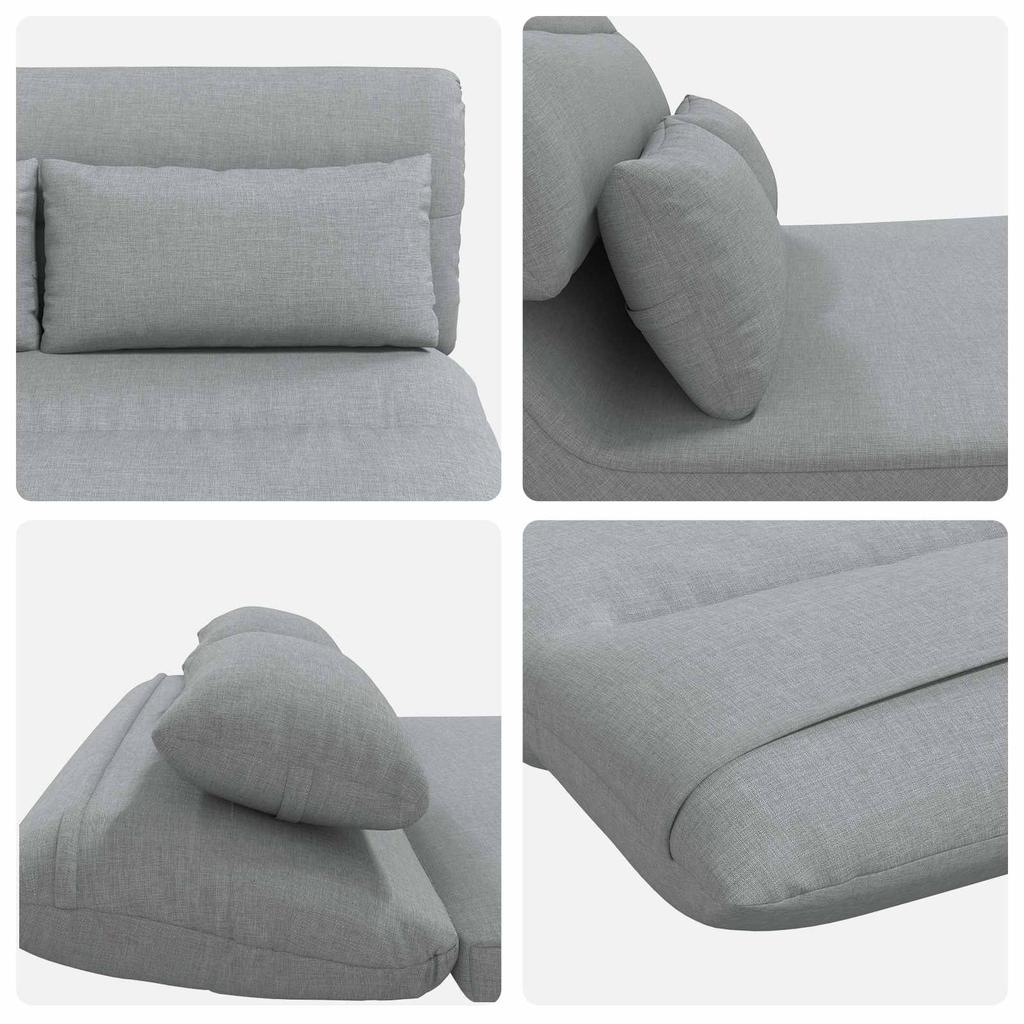 Adjustable Floor Footstool Light Grey Fabric