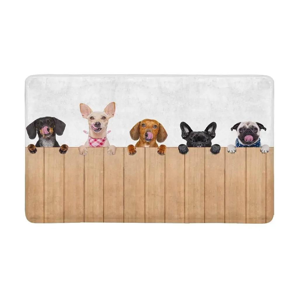 Funny Boston Terrier Dog Doormat Indoor Anti-Slip Suede Carpet Entrance Rug for Living Room Bedroom Kitchen Bathroom Door Mats