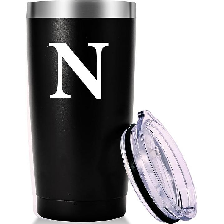 Personalized Initial Tumbler.Monogrammed Custom Initial Tumbler K.Unique Initial Tumbler Cup Gifts for Men Women. Novelty Birthday Christmas Party N